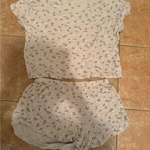Old Navy Floral Print Sleepwear Set - White and Blue